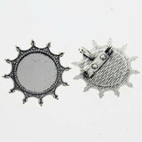 4pcs/lot Tibetan silver COLOR ROUND 20mm/35mm cabochon settings brooch design