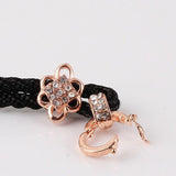 Black Color Necklace Cord Knot Rhinestones Bail Link Clasp   1pc CL20