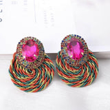 Fashion Jewelry Stud Earring Colorfull Rope Round Earring Sapphire Earring