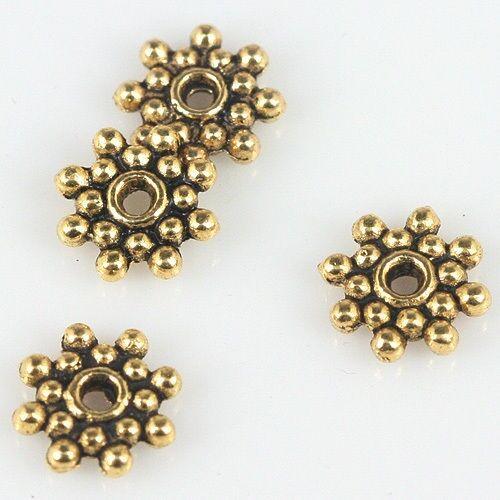 50Pcs dark gold color 2sided flower spacer beads EF0319