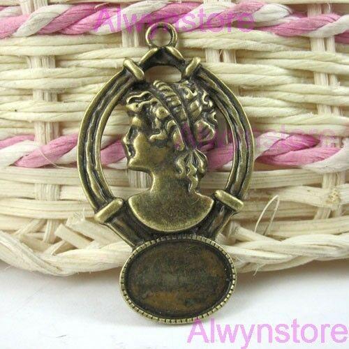 5pcs  bronze Embossed Victorian Cameo PendantG58