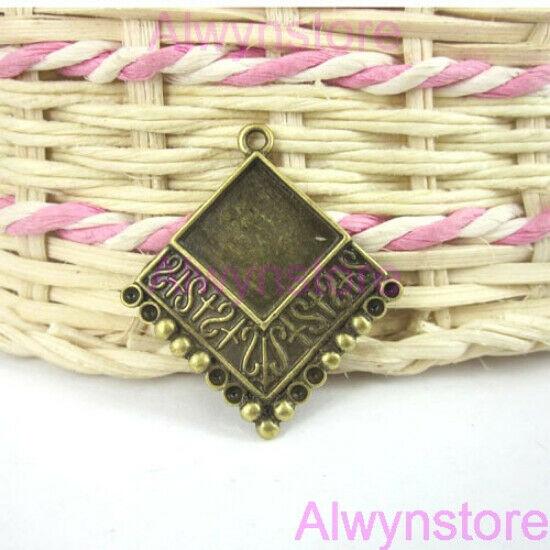 5pcs antiqued bronze rhombus Cameo Pendant G84