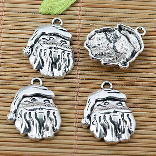 16pcs Tibetan silver Santa Claus head charms EF2014