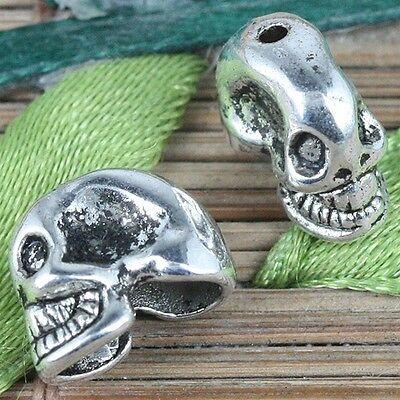16pcs Tibetan Silver color skull spacer beads EF0259