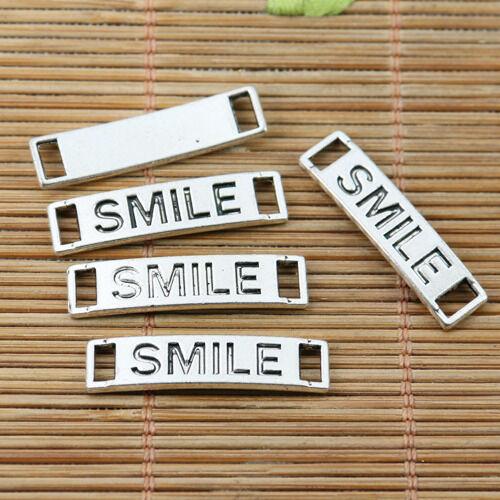 14pcs tibetan silver color SMILE lettering curved bar connector EF2225