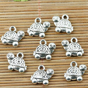 14pcs Tibetan silver little tortoise charm pendants EF1338