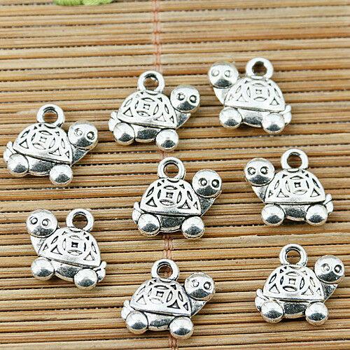 14pcs Tibetan silver little tortoise charm pendants EF1338