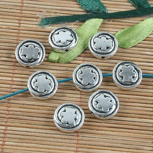 8pcs tibetan  silver color   round two sides pattern spacer beads G1177