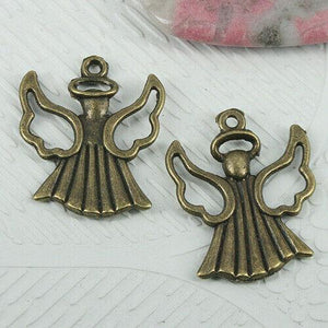 12pcs antiqued bronze tone 2sided angel design charms EF0799