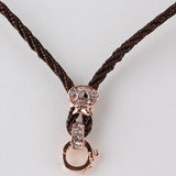 Brown Color Necklace Cord  Rhinestones Bail Link Clasp Rosegold  1pc CL24