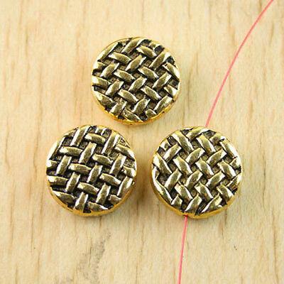 8pcs dark gold-tone 2sided knited flat charm spacer bead h1305