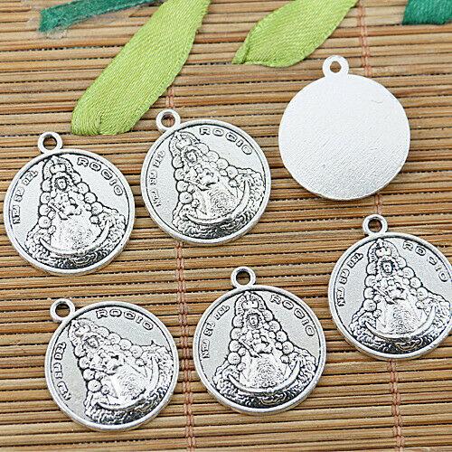 7pcs tibetan silver color 20mm religious design charms EF1298