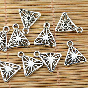 32pcs tibetan silver tone triangle shaped charms EF1536