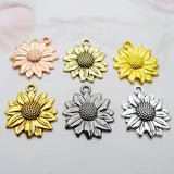 15PCS Antique Silver Sunflower Charm Pendant, Flower Plant Pendant Charm 20X22mm, EF3789