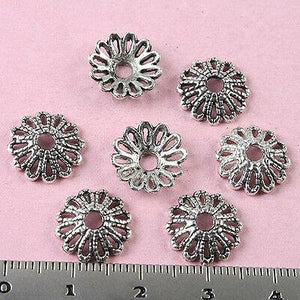 50pcs Tibetan silver crafted flower spacer beads H0114