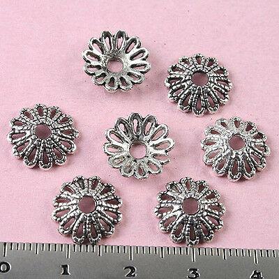 50pcs Tibetan silver crafted flower spacer beads H0114