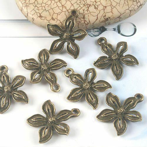 15pcs antiqued bronze flower pendant G1675