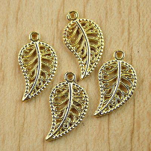 60 Pcs Gold tone  leaves charms findings h0478