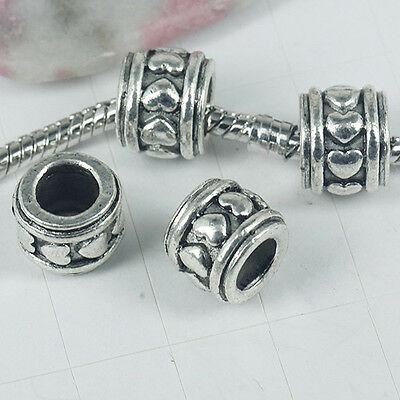 6pcs tibetan silver color round hearts pattern spacer beads L0183
