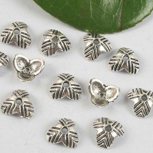 70pcs tibetan silver color 3leaves design bead caps h0456