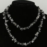 grey clear stone Chip Loose Beads  one strand 35" long