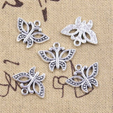 25pcs Charms Butterfly 15x19mm Antique Silver Color Pendants DIY Crafts Making Findings Handmade Tibetan Jewelry