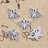 25pcs Charms Butterfly 15x19mm Antique Silver Color Pendants DIY Crafts Making Findings Handmade Tibetan Jewelry