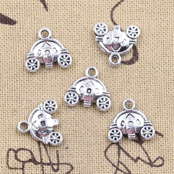 25pcs Charms Halloween Pumpkin Car 13x15mm Antique Silver Color Pendants DIY Crafts Making Findings Handmade Tibetan Jewelry