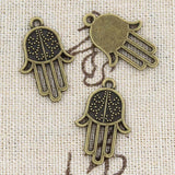 25pcs Charms Hamsa Palm Fatima Hand 24x15mm Antique Silver Color Pendants DIY Crafts Making Findings Handmade Tibetan Jewelry