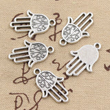 25pcs Charms Hamsa Palm Fatima Hand 24x15mm Antique Silver Color Pendants DIY Crafts Making Findings Handmade Tibetan Jewelry