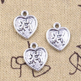 25pcs Charms Heart Lover Boy Girl Sweetheart 15x13mm Antique Silver Color Pendants DIY Making Findings Handmade Tibetan Jewelry