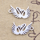 25pcs Charms Lover Swan 23x13mm Antique Silver Color Pendants DIY Crafts Making Findings Handmade Tibetan Jewelry
