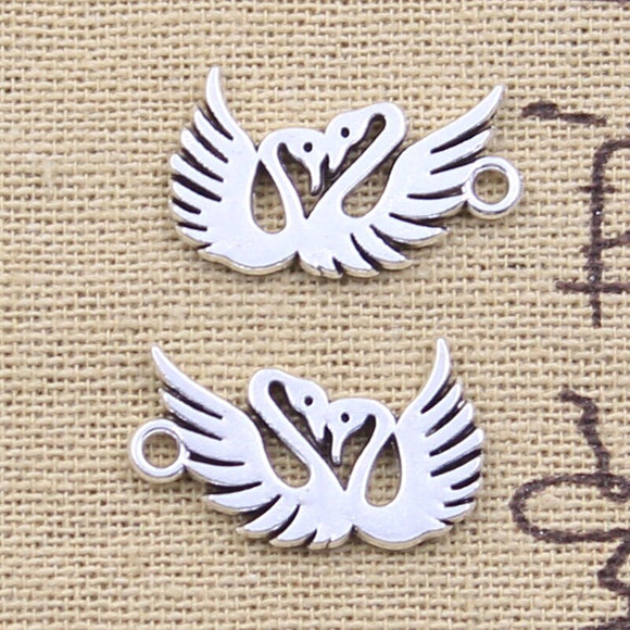 25pcs Charms Lover Swan 23x13mm Antique Silver Color Pendants DIY Crafts Making Findings Handmade Tibetan Jewelry
