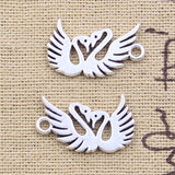 25pcs Charms Lover Swan 23x13mm Antique Silver Color Pendants DIY Crafts Making Findings Handmade Tibetan Jewelry