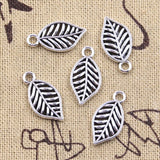 25pcs Charms Tree Leaf 20x10mm Antique Silver Color Pendants DIY Crafts Making Findings Handmade Tibetan Jewelry