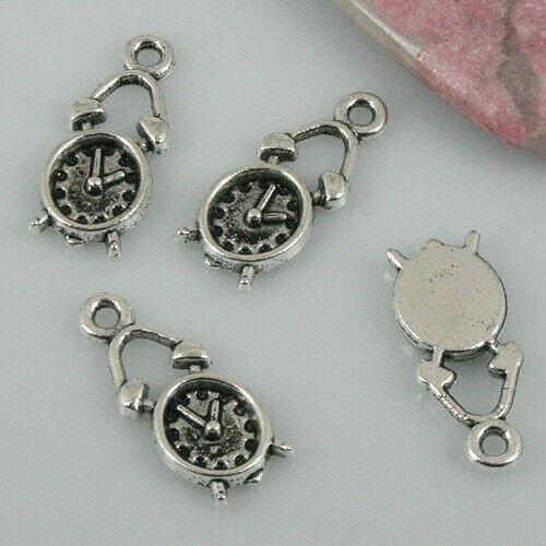 24pcs Tibetan silver color alarm clock design charms EF0508