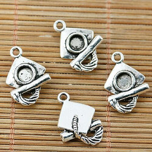 28pcs  Tibetan silver GRADUATION CAP & DIPLOMA design charms EF1887