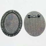 Lote de 2 cabujón ovalado de color plata tibetana de 25 x 35/25 x 18 mm, 30 x 40 mm y 13 x 18 mm, con diseño de broche.