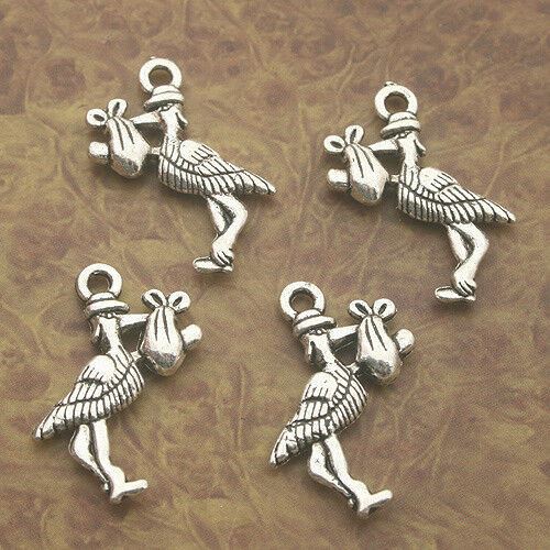 10pcs tibetan silver color STORKS design charms X0169