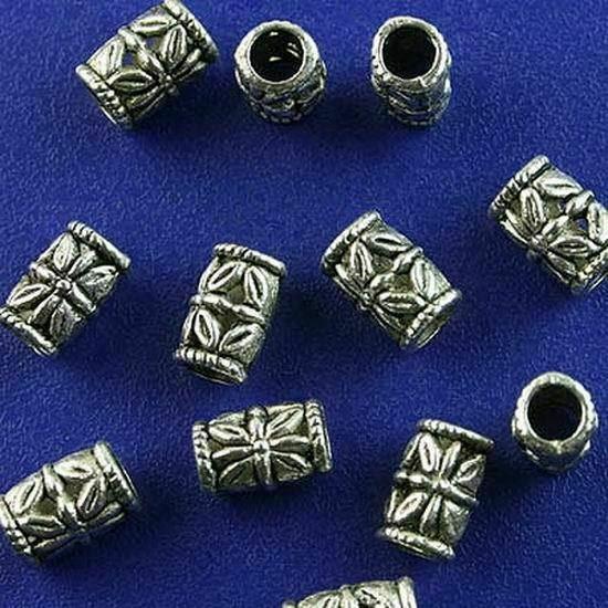 100pcs Tibetan silver flower tube spacer beads h2795