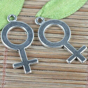 14pcs tebetan silver color female symbol charms EF0194