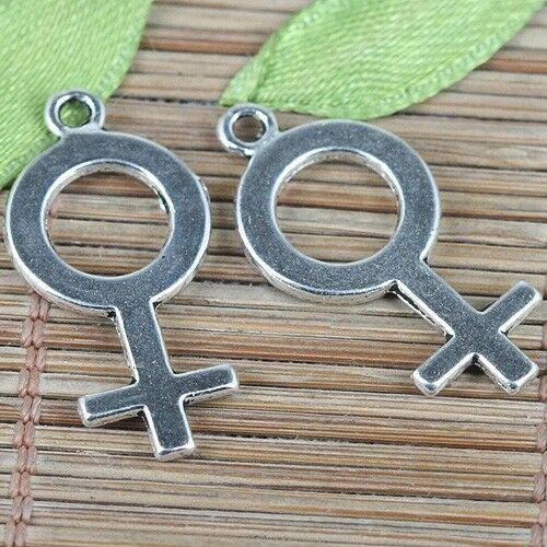 14pcs tebetan silver color female symbol charms EF0194