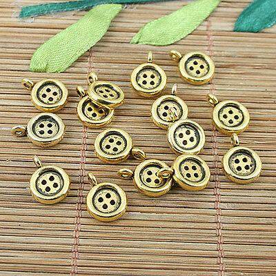 26pcs dark gold tone 2sided button design charms H3038