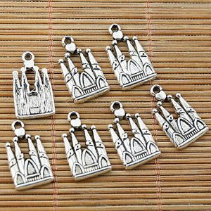 52pcs tibetan silver tone castle design charms EF1763