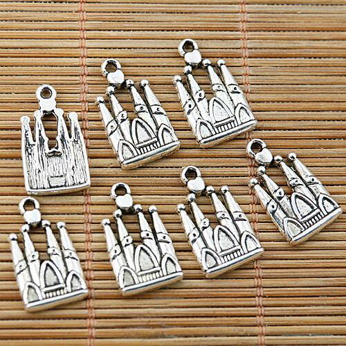 52pcs tibetan silver tone castle design charms EF1763