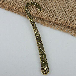 2pc dark gold tone 2sided flower patterns bookmark H0964