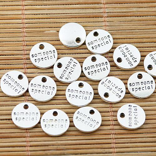 32pcs tibetan silver round someone special lettering charms EF1476