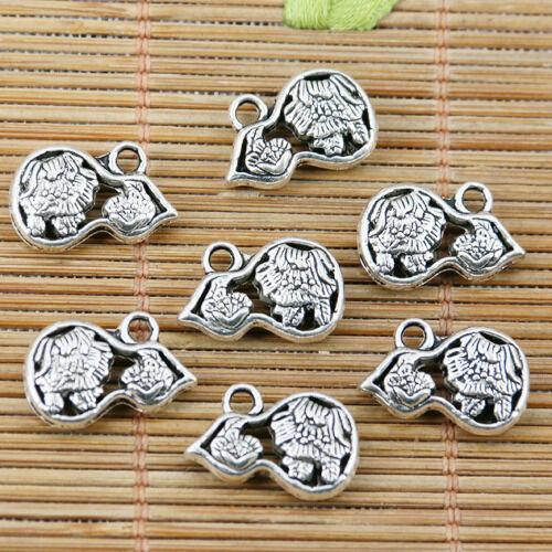 12pcs tibetan sivler 2sided gourd design with peony flower EF2338