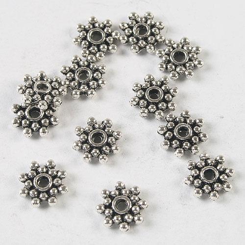 100pcs dark silver tone daisy flower spacer beads h3915