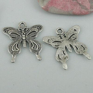 8pcs tibetan silver color butterfly charms EF0506